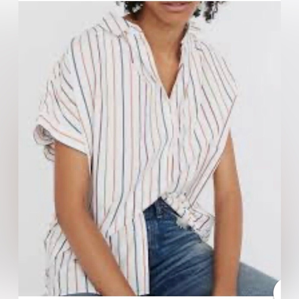 MADWELl Striped Button-Up Women's Top